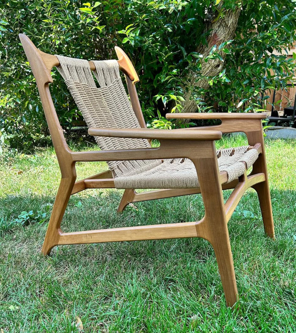 Scandinavian Style Danish Paper Cord Lounge Chair (African Walnut)