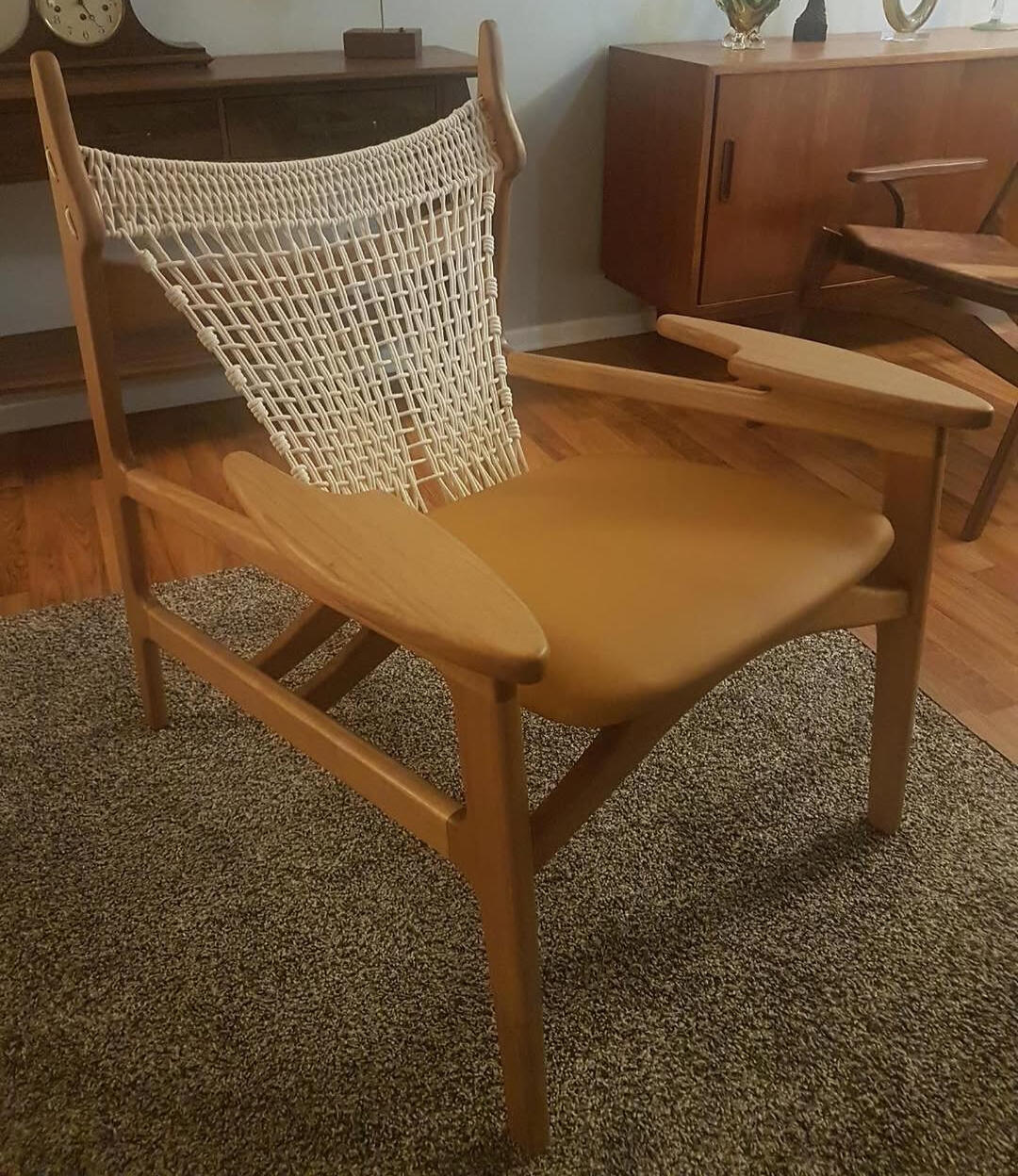 Scandinavian Style Woven Chair (African Walnut with Tan Leather)