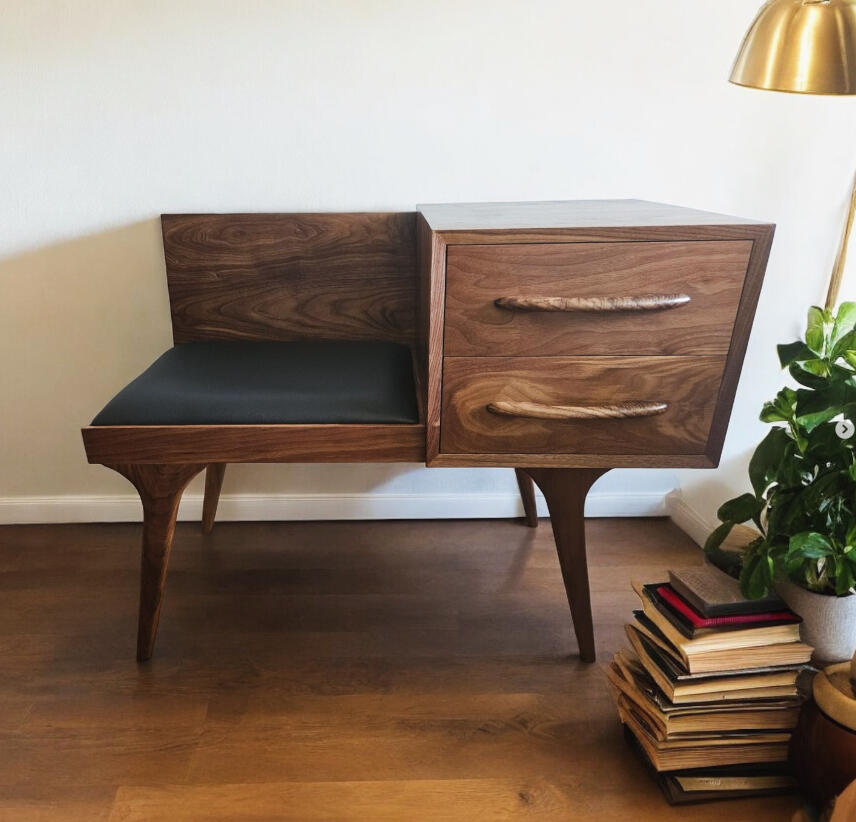 Mid-Century Dark Telephone Table (Walnut)